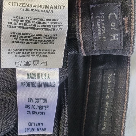 Aritzia COH Citizens of Humanity Rocket Crop Jeans Shadow Stripe Darkness - Picture 12 of 12